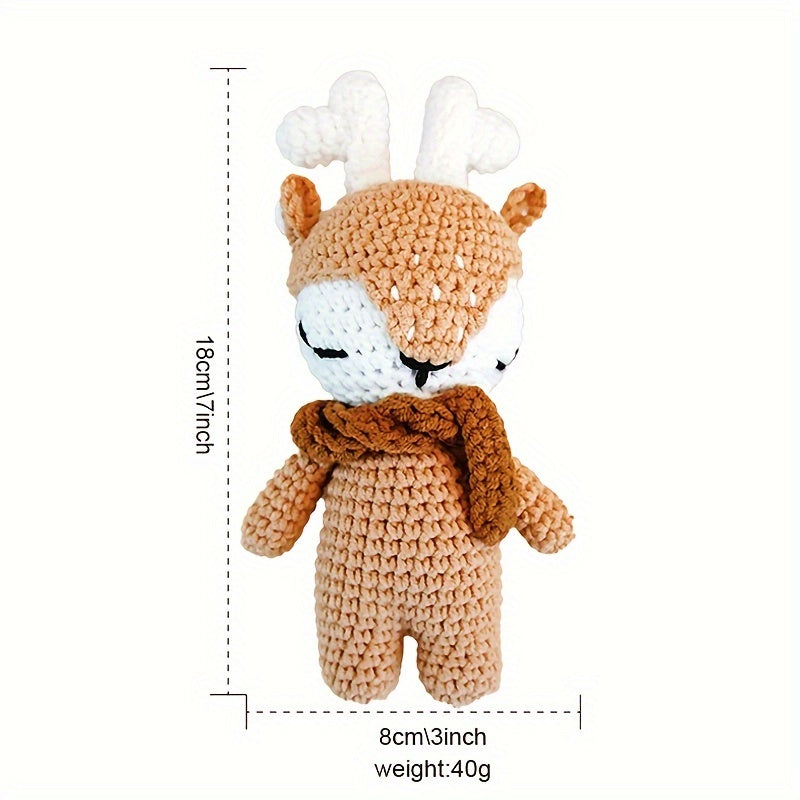 Jouet réconfortant pour bébé fait à la main au crochet, animal en peluche en pur coton pour nouveau-nés et tout-petits