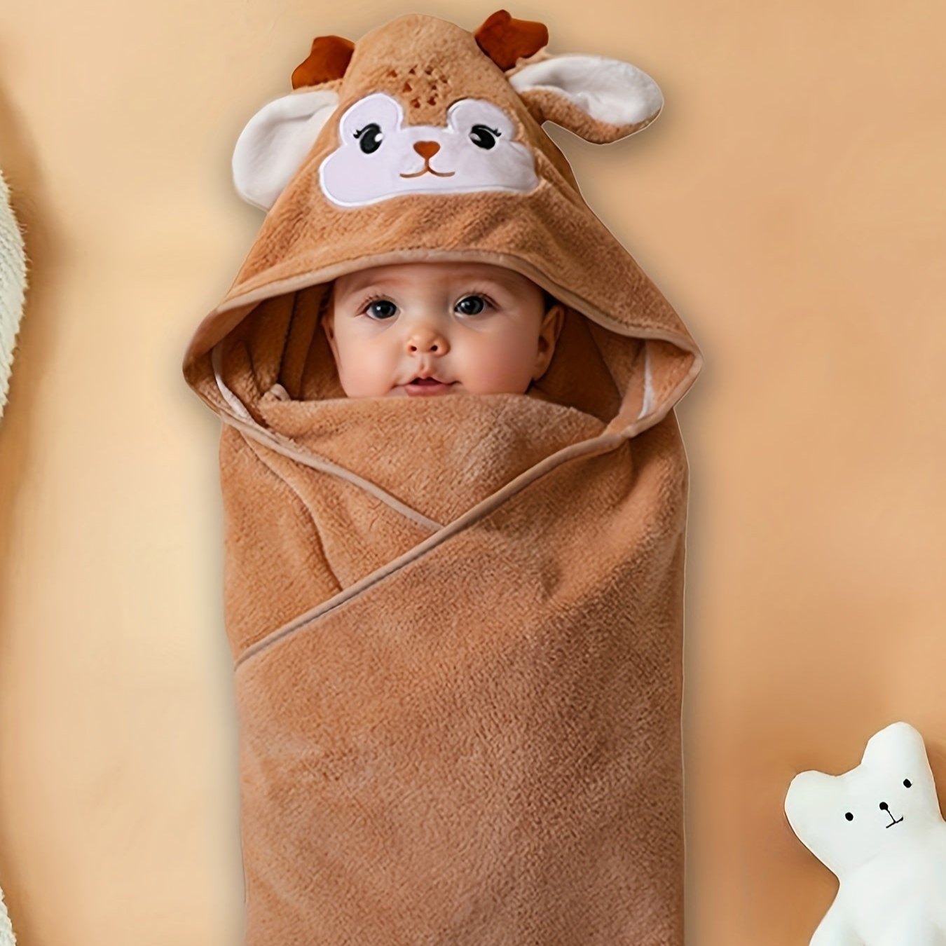 Serviette à capuche, couverture pour bébé garçon à motif cerf de Noël, Lot de 2 - Couverture de bain mignonne et portable, vêtements de maison adorables et confortables