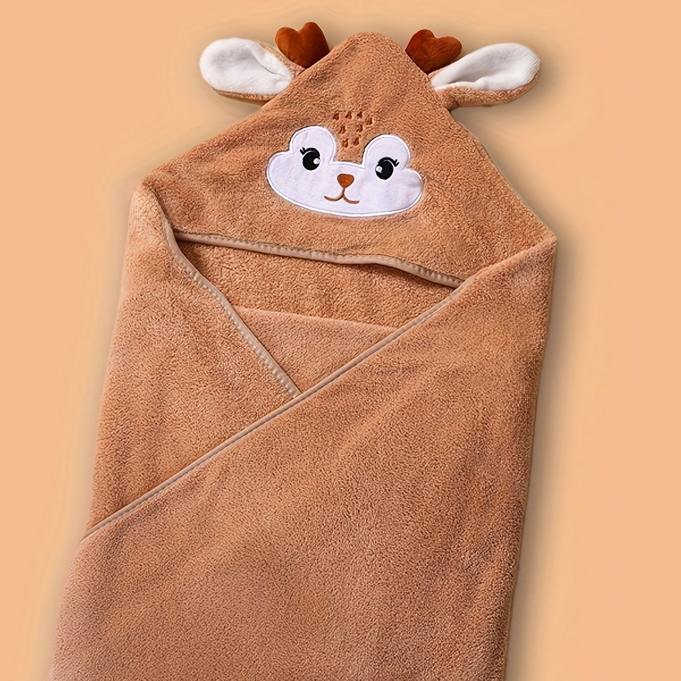 Serviette à capuche, couverture pour bébé garçon à motif cerf de Noël, Lot de 2 - Couverture de bain mignonne et portable, vêtements de maison adorables et confortables