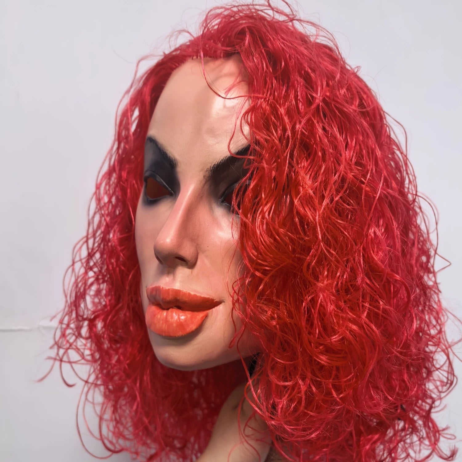 Masque visage humain – Unisexe, caoutchouc/latex réaliste avec perruque, accessoire de fête