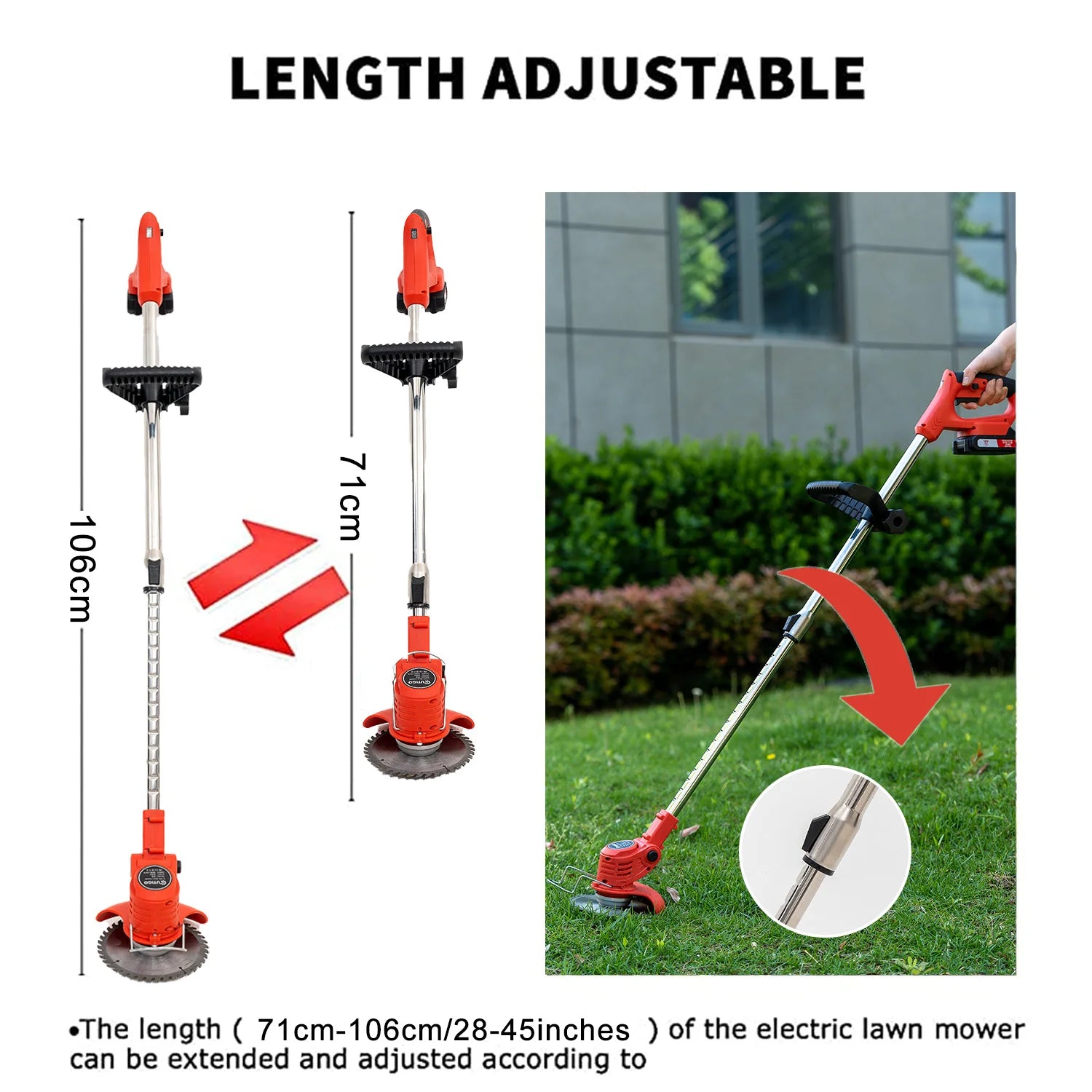 Debroussailleuse Electrique sans Fil, Débroussailleuse à Gazon sans balais avec 2 Batteries et 4 Lames avec poignée réglable