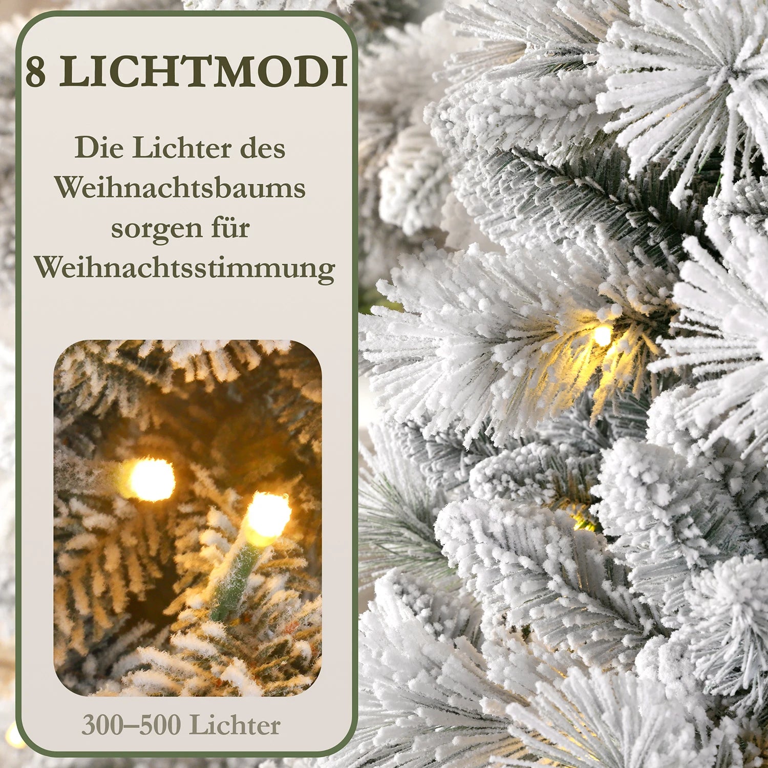 Arbre de Noël Artificiel Neige Blanche – PVC+PE, LED Blanc Chaud, Support Métallique