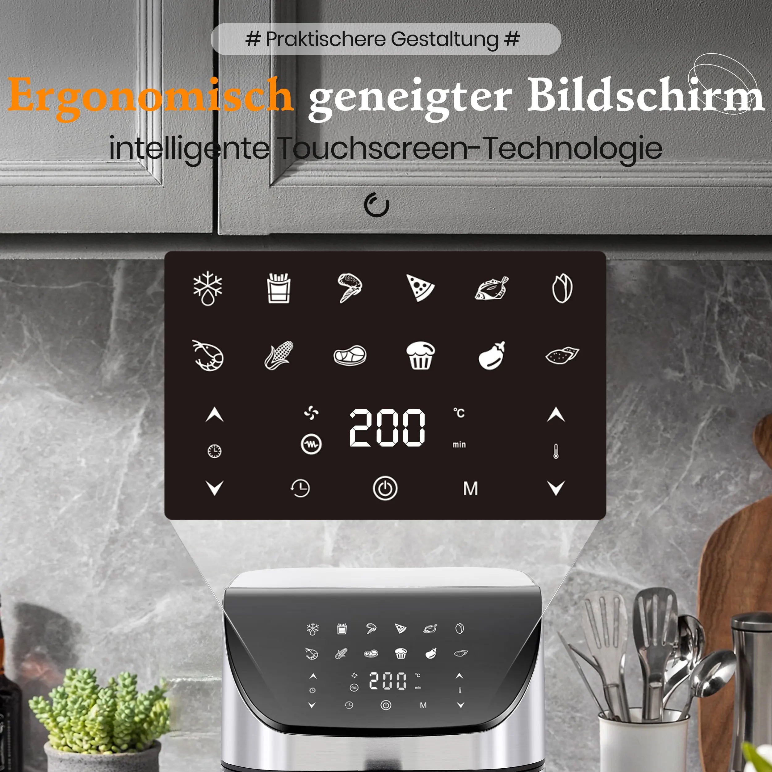 Friteuse à Air Chaud Sinaopus 8,5 L – Écran Tactile LED, Fenêtre de Visualisation, 12 Programmes Automatiques