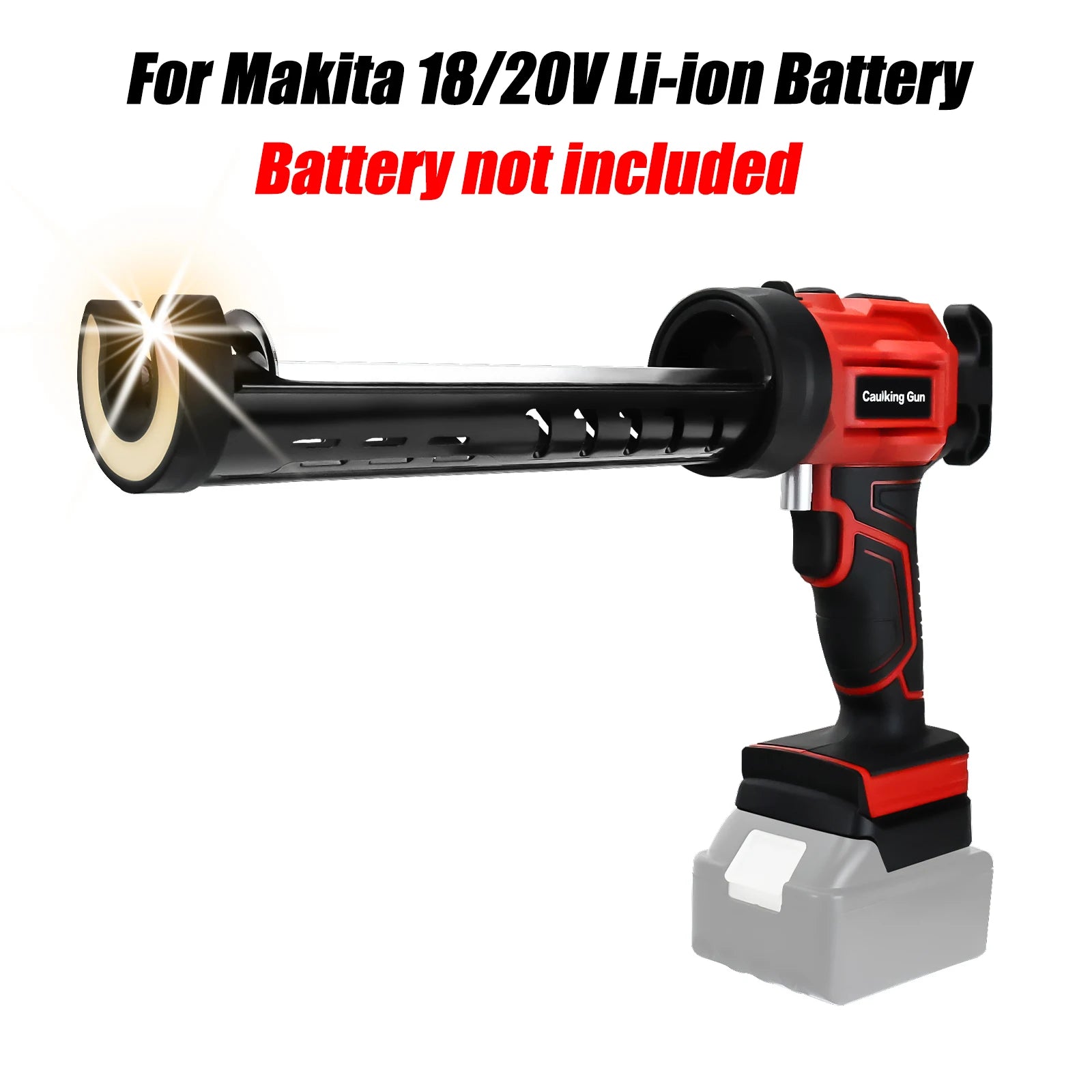 Pistolet à calfeutrer électrique sans fil, pistolet à silicone, 4 vitesses réglables, avec lumière LED, pistolet adhésif pour batterie Makita/Dewalt/Milwaukee