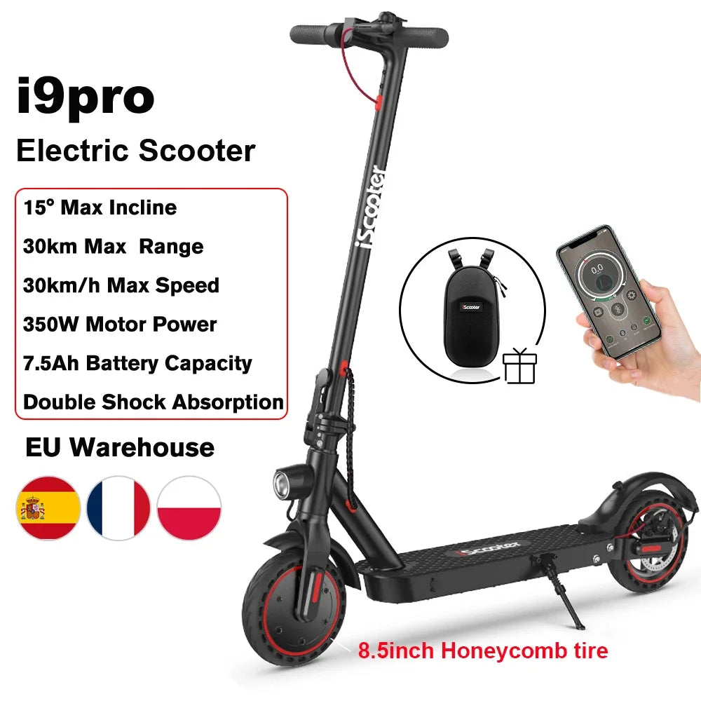 Trottinette électrique iScooter, Scooter i9 Scooter électrique 350W Scooter pour adultes 7.5Ah 30 km/h pliable E scooter pneu court 8.5 pouces nid d'abeille