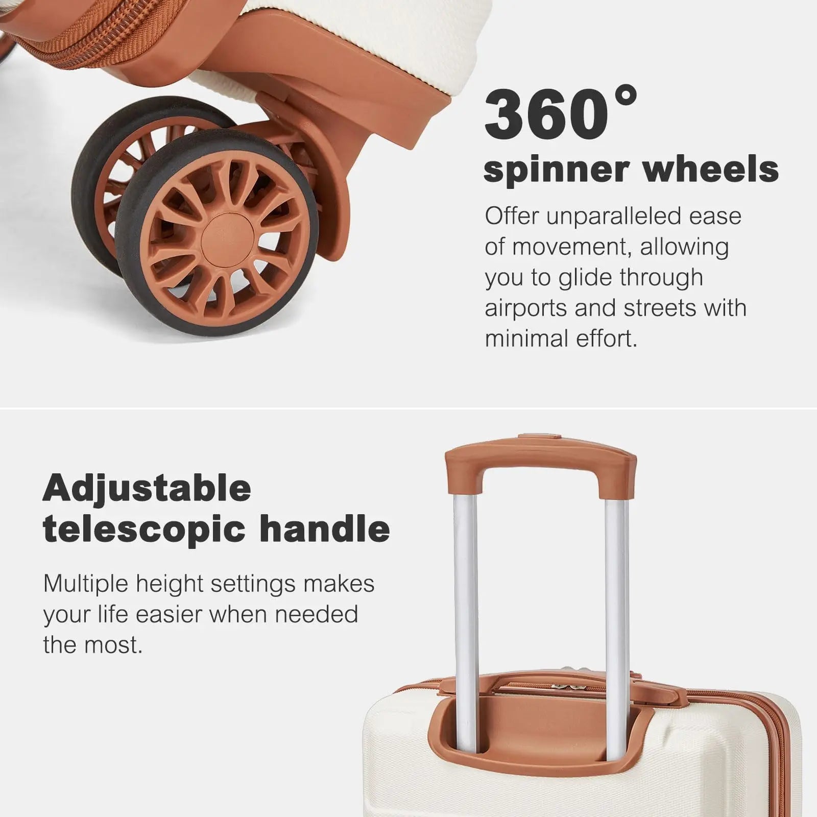 Étui rigide ABS léger 16 pouces KONO – Bagage à main avec serrure à combinaison