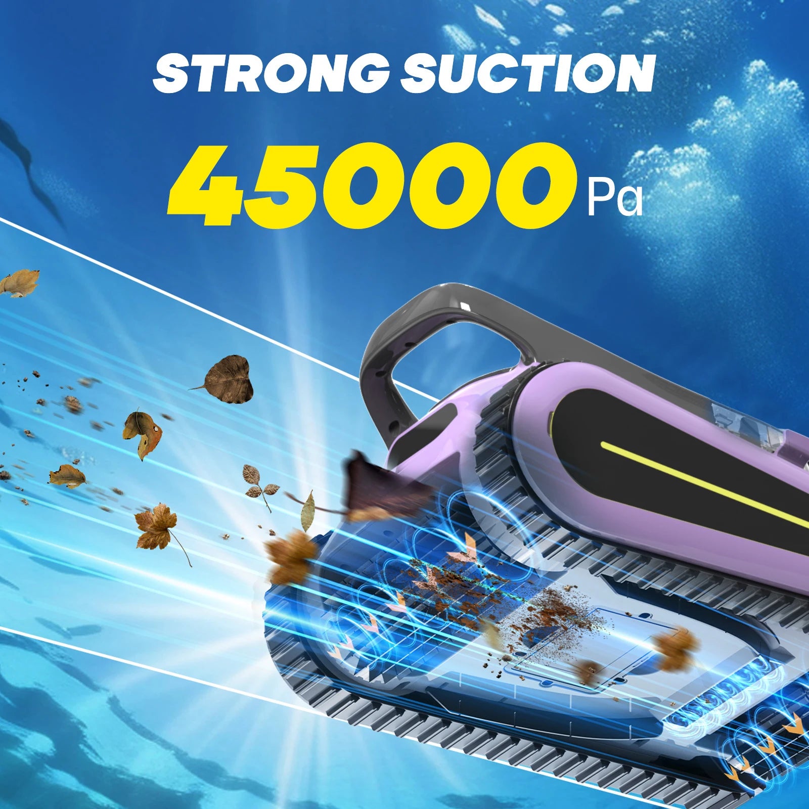 Robot aspirateur de piscine sans fil Seauto : escalade murale 180 W aspiration puissante pour piscines hors sol et creusées jusqu'à 180m2