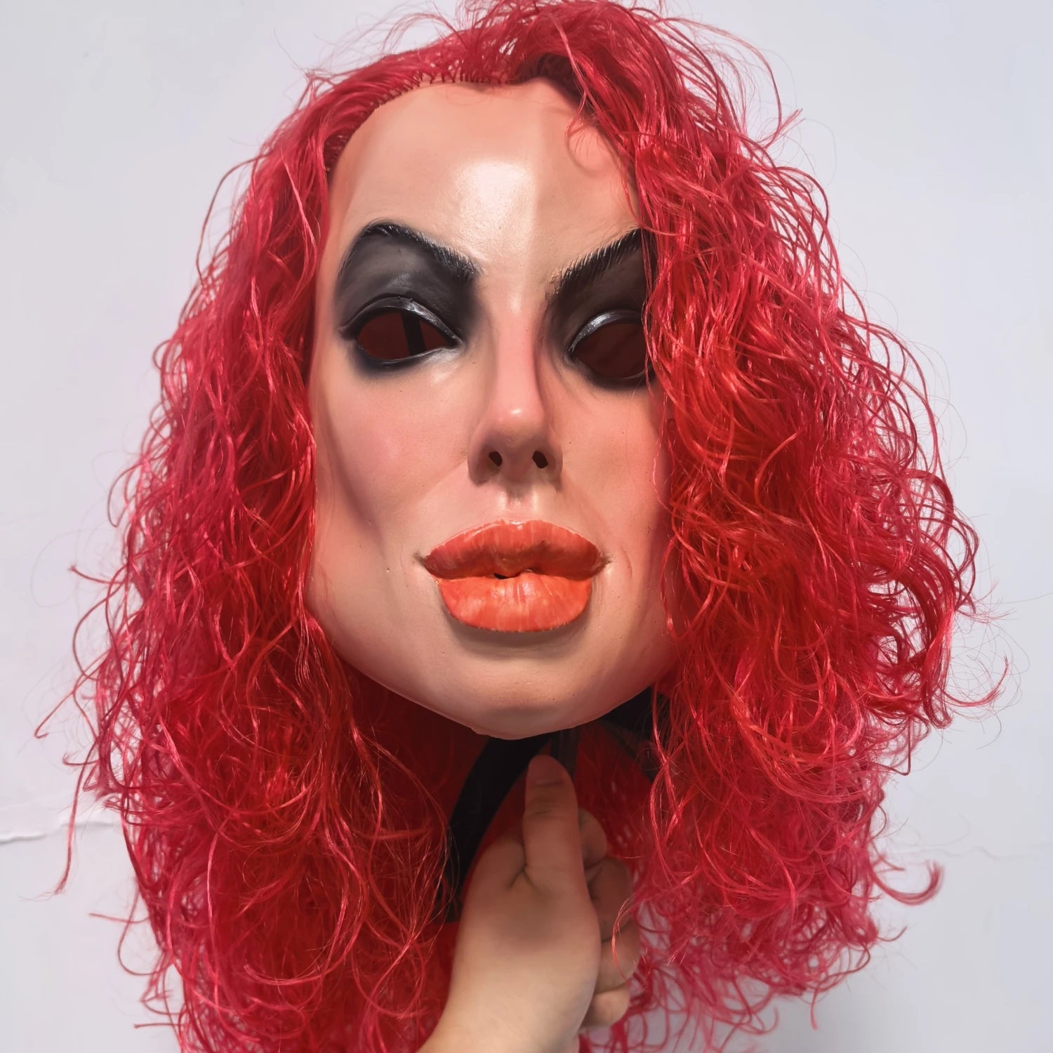 Masque visage humain – Unisexe, caoutchouc/latex réaliste avec perruque, accessoire de fête
