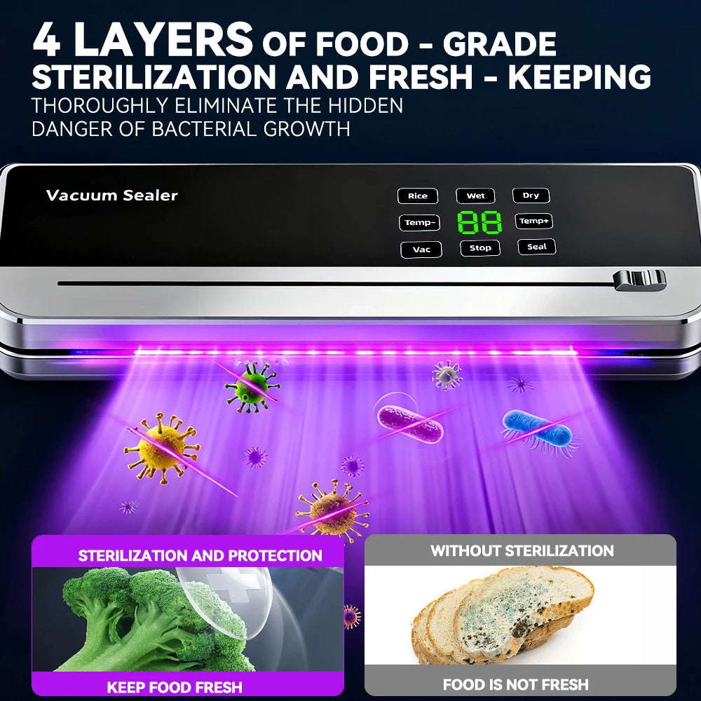 SZUK – Scelleuse sous vide électrique alimentaire, coupe intégrée, bouton tactile sec/humide, stérilisation UV