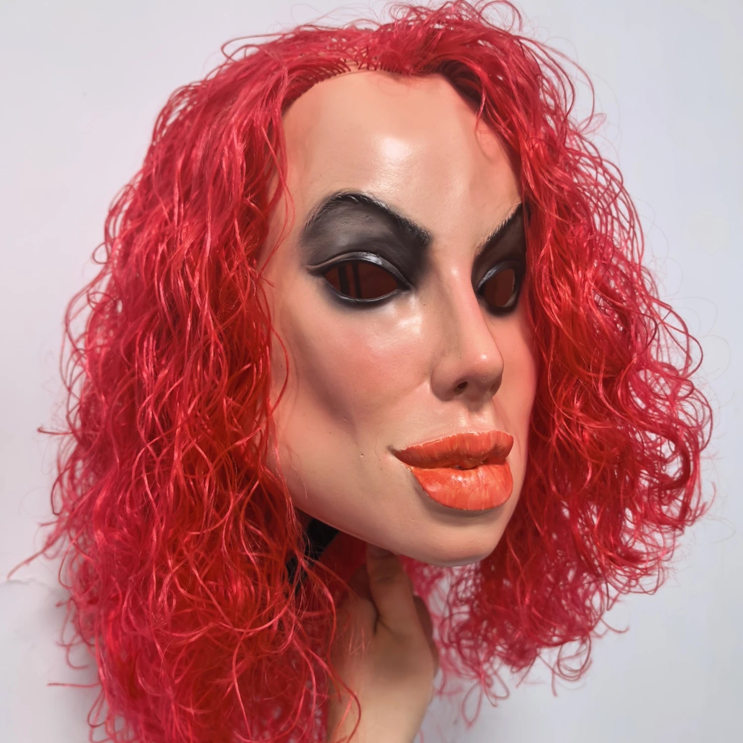 Masque visage humain – Unisexe, caoutchouc/latex réaliste avec perruque, accessoire de fête
