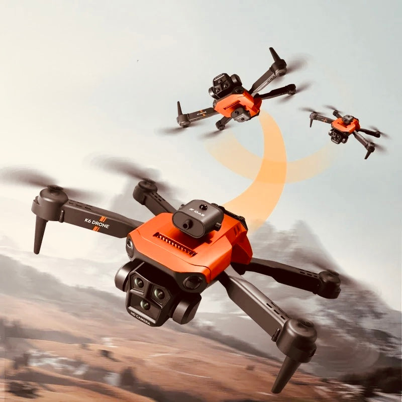 Drone K6 Max WiFi avec 3 Caméras HD, Grand Angle, Flux Optique, Évitement d’Obstacles, 4 Canaux, Quadricoptère