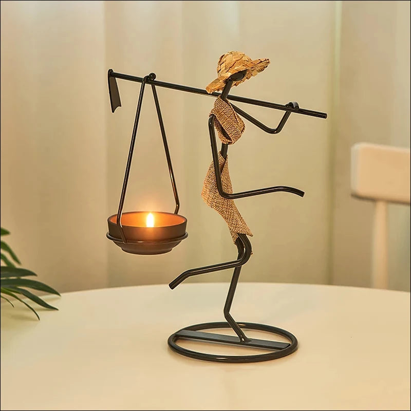 Afrikanische Kunststatuette, afrikanische Kerzenhalter 8,5 Zoll, Dekor für Tisch, Schreibtisch, Esszimmerdekoration, Kerzenhalter aus Kunstharz, Vintage-Kerzenständer