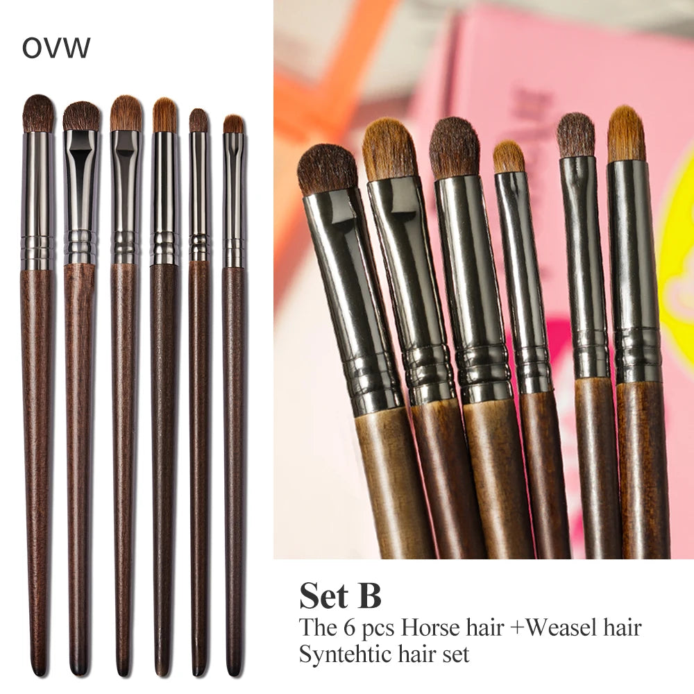 OVW 2/6 Stück Make-up-Pinsel für Lidschatten, natürliches Ziegenhaar, Kosmetik-Make-up-Pinsel-Werkzeug