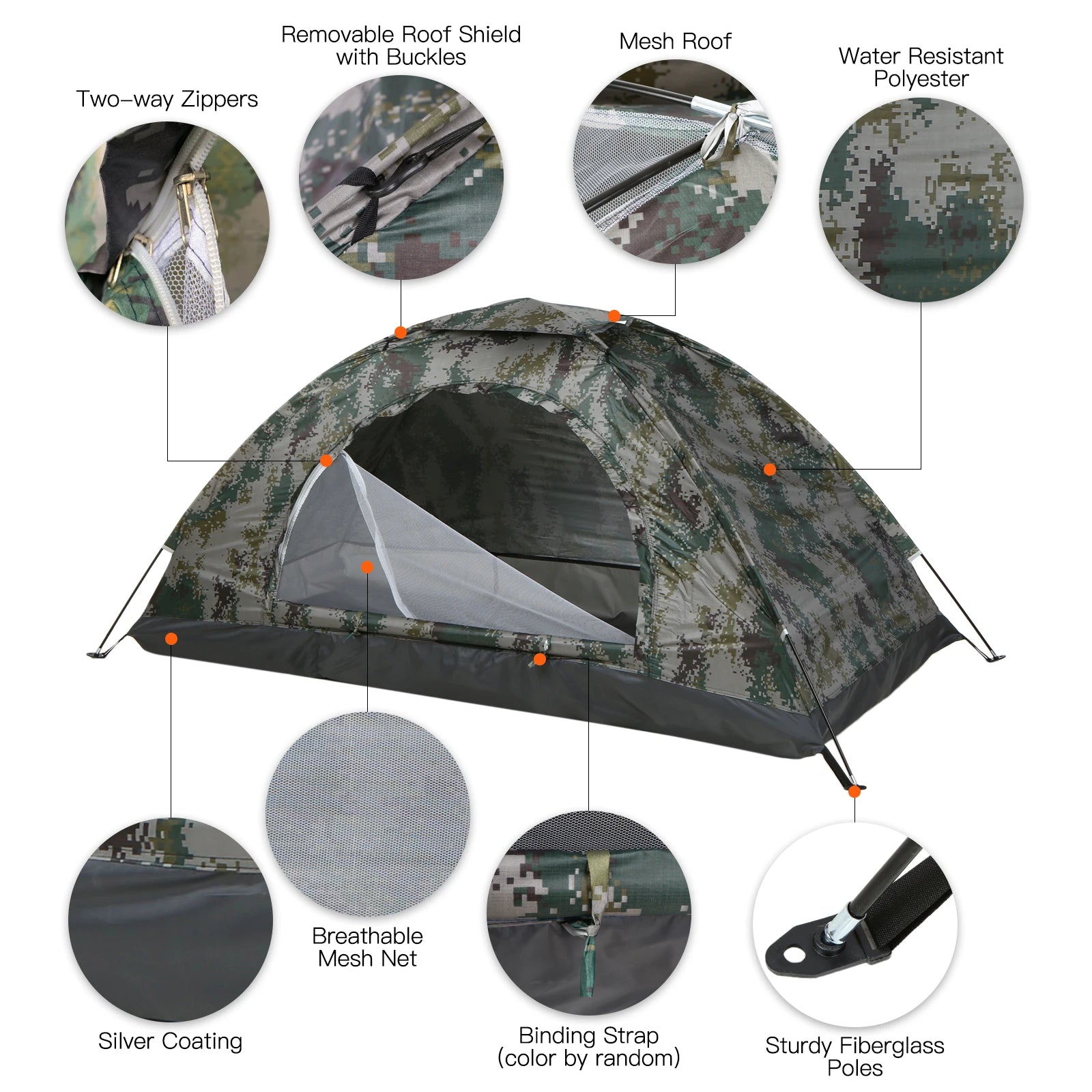 Tente de camping ultralégère monocouche Tomshoo, tente de randonnée portable, revêtement anti-UV, UPF 30 +