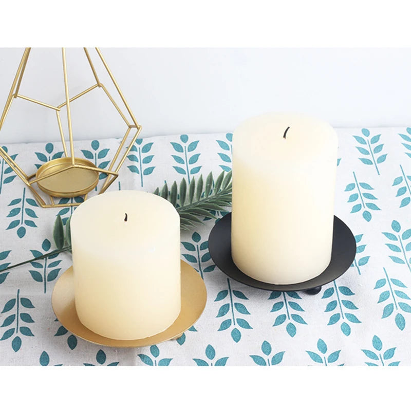 Bougeoirs en fer plaqué or noir, pilier en métal, plaque pour fête de mariage, festival, cadeau d'art, décoration d'intérieur