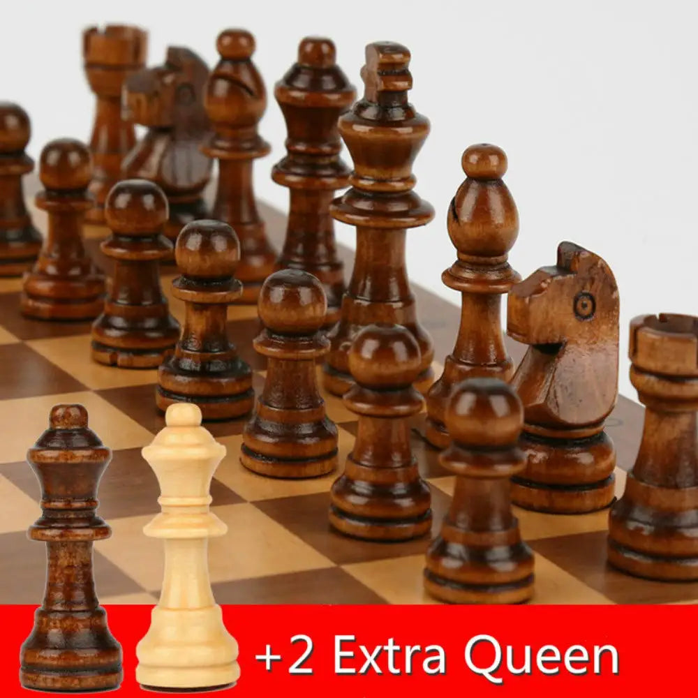 Jeu d'échecs magnétique pliant en bois avec plateau feutré, grand échiquier intérieur pour adultes et enfants, 39x39cm