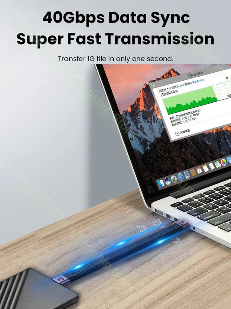 Câble USB pour Charge Rapide et Transfert de Données, Type C, Thunderbolt 3, 4K 60Hz, 40Gbps, 4.0, Gen3, PD, 100W, 5A