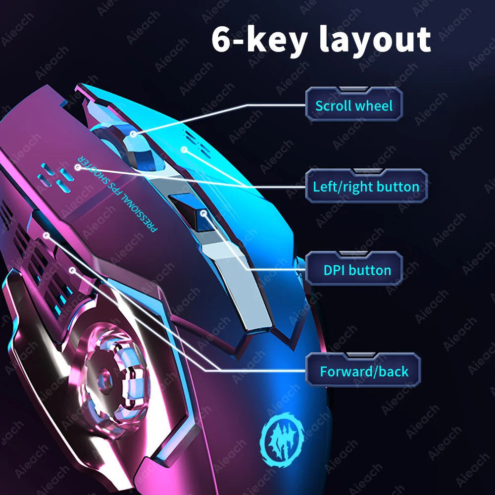 Souris de jeu sans fil Bluetooth, USB, mécanique, E-Sports, rétroéclairage, PC Gamer, ordinateur