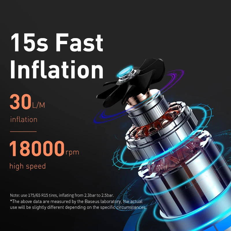 Gonfleur de pneu de voiture portable Baseus 12 V 150 psi Mini compresseur d'air de voiture pompe gonflable numérique intelligente pour voiture vélo bateau pompe à air