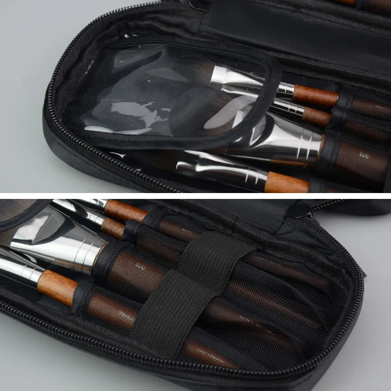 Make-up-Tasche, tragbare Make-up-Pinsel-Aufbewahrungstasche, schwarzes Segeltuch, Beauty-Tool mit Reißverschluss, wasserdicht