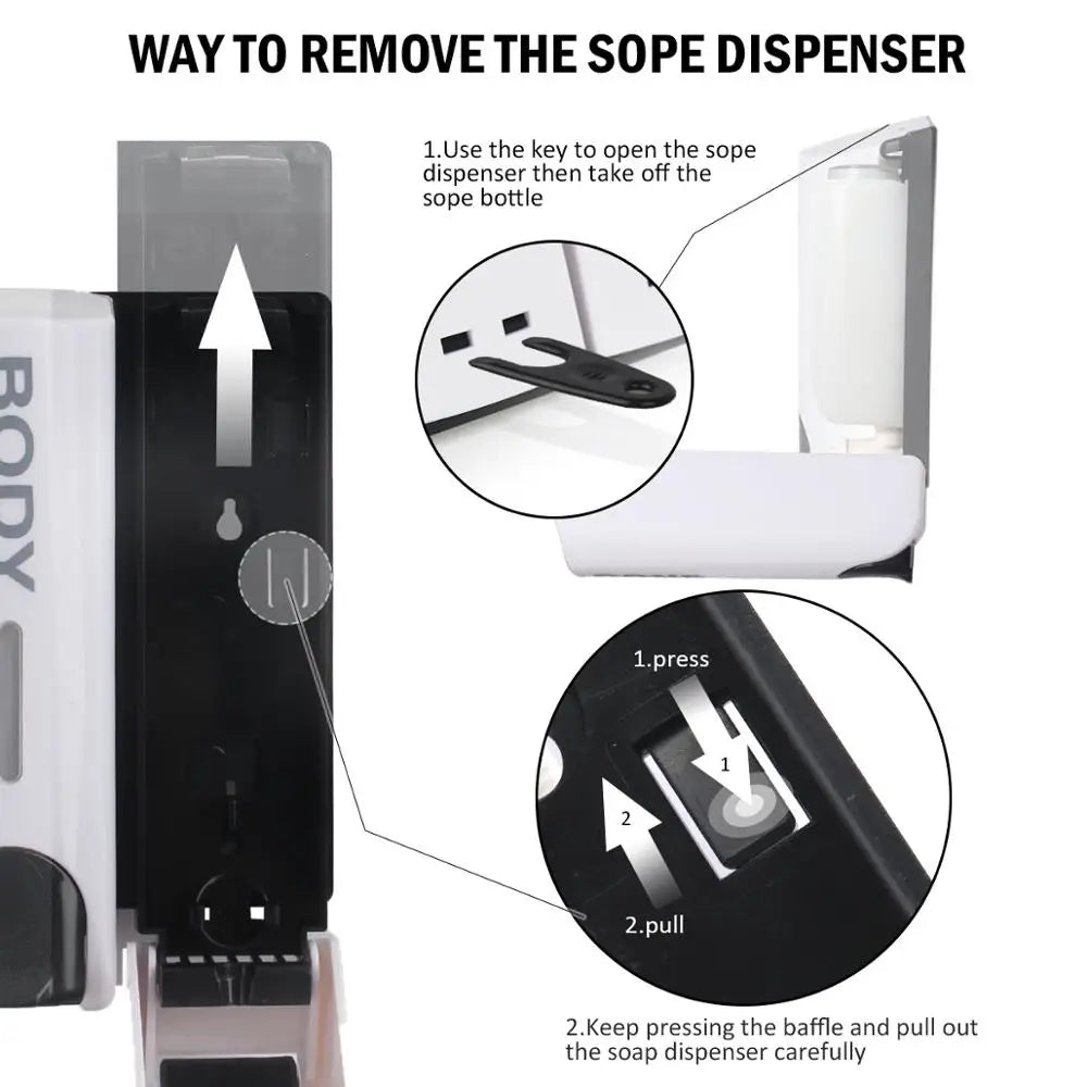 350ml Wall Mounted Soap Dispenser – single, double or triple, practical design for bathroom and shower