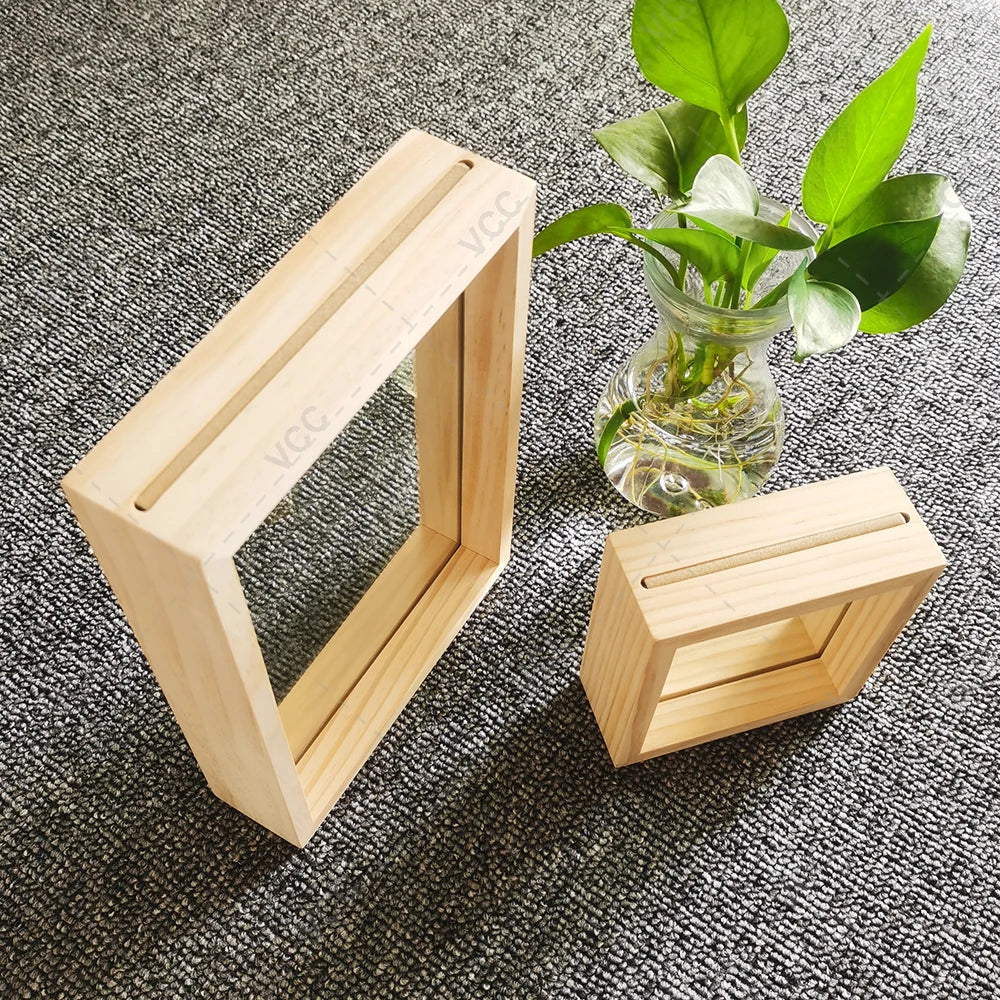 Cadres de photo en bois, Double face, pour échantillons de plantes acryliques, pour fleurs pressées, feuilles séchées, décoration de Table