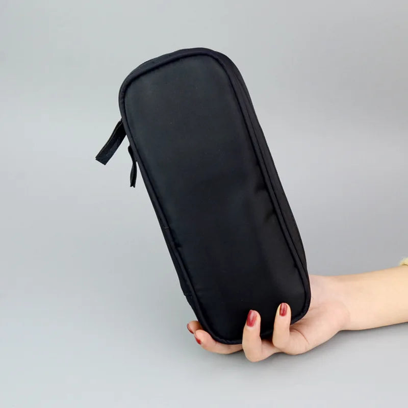 Make-up-Tasche, tragbare Make-up-Pinsel-Aufbewahrungstasche, schwarzes Segeltuch, Beauty-Tool mit Reißverschluss, wasserdicht