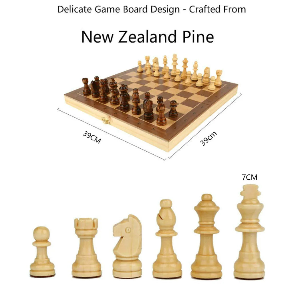 Jeu d'échecs magnétique pliant en bois avec plateau feutré, grand échiquier intérieur pour adultes et enfants, 39x39cm