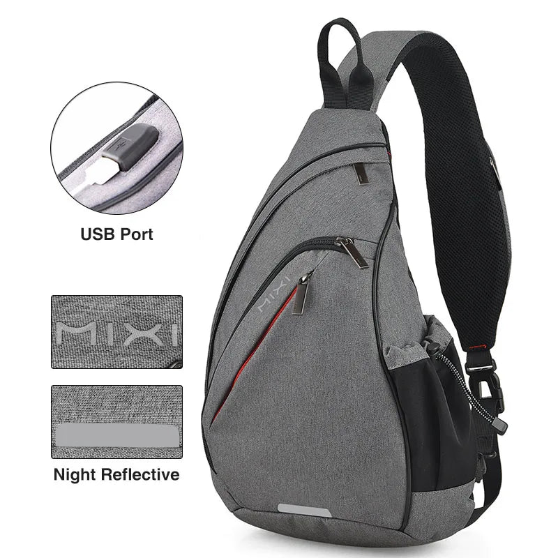 Sac à dos Mixi pour hommes et femmes – Sac à bandoulière USB, polyvalent pour sport, voyage et école