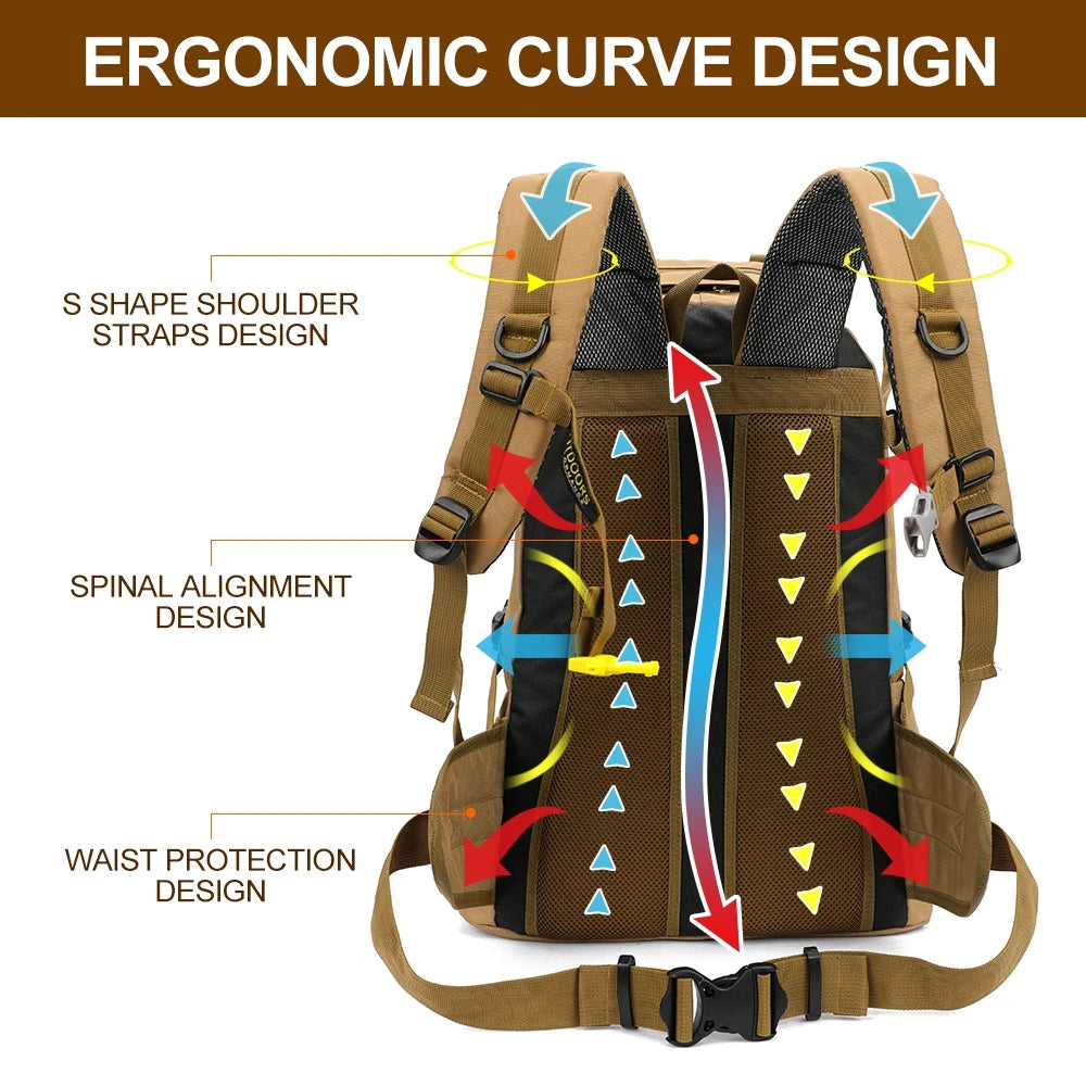 Sac à dos de camping 40 l, étanche, pour alpinisme, randonnée