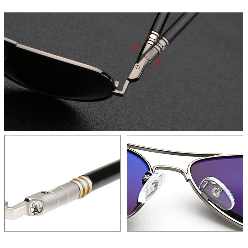 Lunettes de Soleil Polarisées Pour Homme et Femme, Accessoire de Luxe, Verres Solaires de Conduite, Couleur Noire, Lentilles de Pilote Unisexe, UV 400,