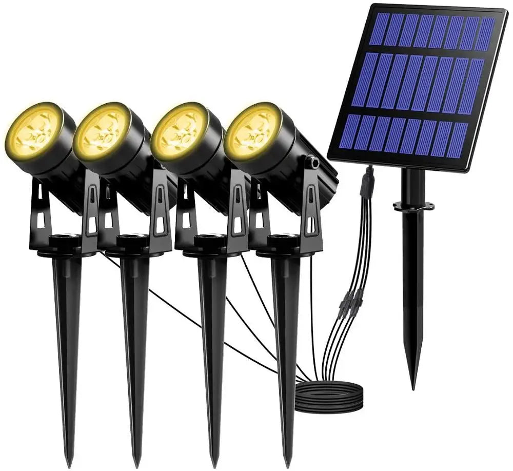 Rostfreie LED-Solarleuchte aus Aluminium – IP65, 1/2/3/4 Strahler, Außenbeleuchtung für Garten und Landschaft, RGB- und Warm-/Kaltweiß-Optionen