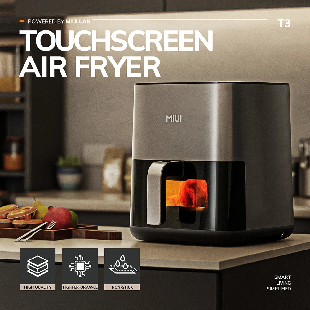 Friteuse à air électrique sans huile MIbiomom5L, Air Fryer, panier antiadhésif, fenêtre visible, taille familiale