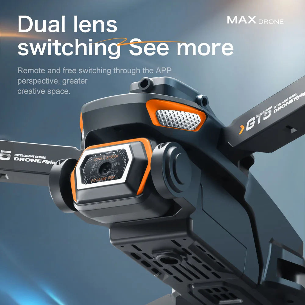 Drone 2025 GT5 4K HD – Caméra à distance avec écran 5G WIFI, Quadrirotor pliable sans balais, Évitement d’obstacles, RC Jouet Cadeau pour Enfant