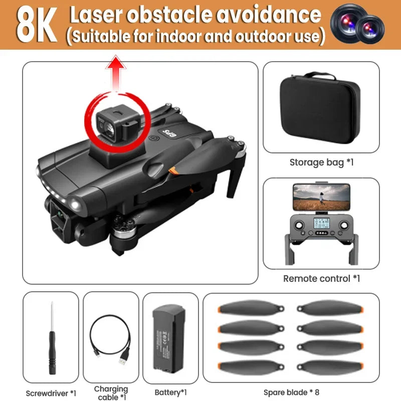 Drone Xiaomi Mijia V198GPS 8K HD – Double Caméra, GPS 5G, Évitement Laser, Quadrotor Pliable Pro