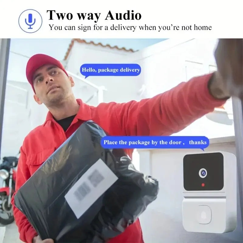 Sonnette de porte sans fil Wi-Fi avec caméra HD extérieure, interphone vidéo à vision nocturne