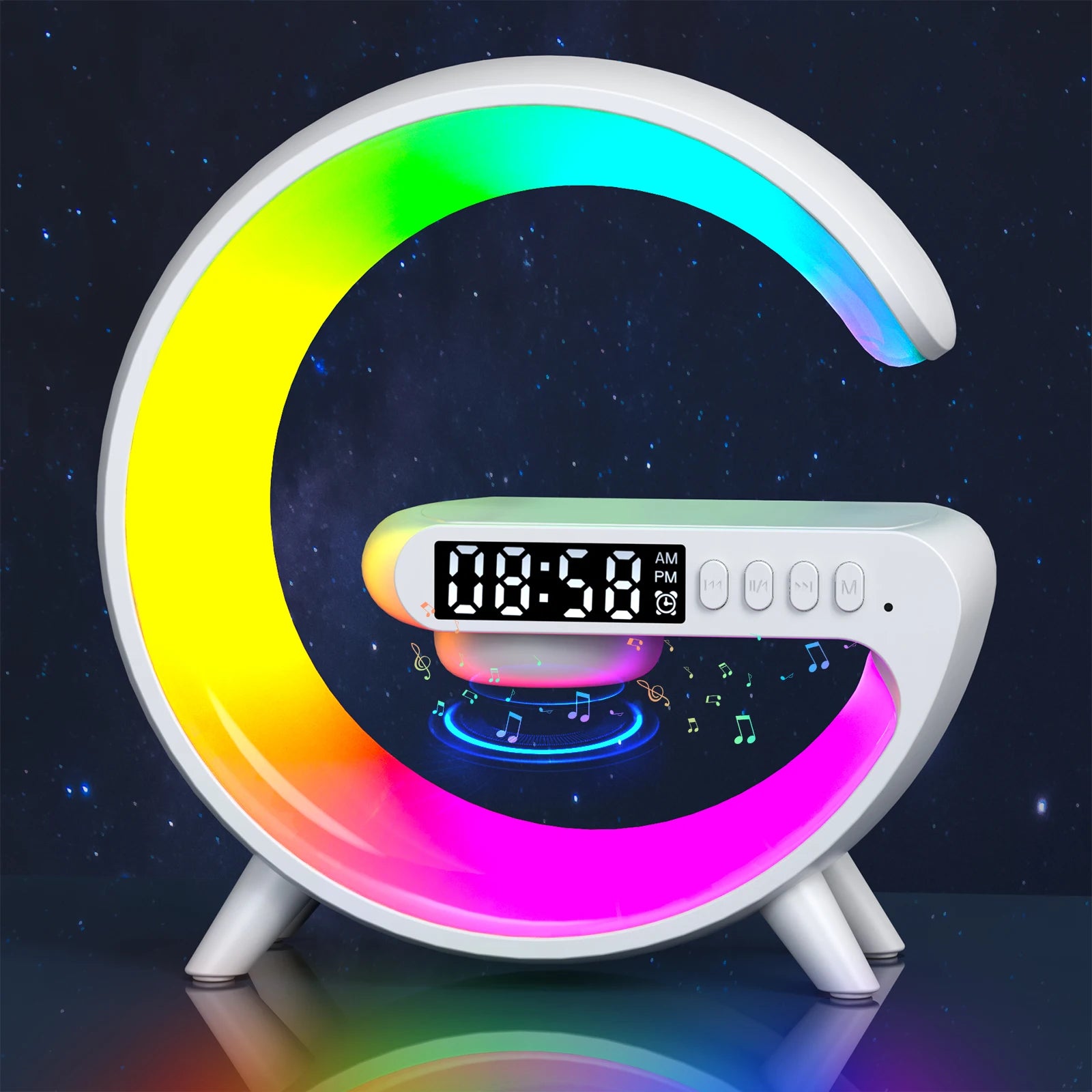 Chargeur sans fil multifonction, haut-parleur TF RGB, veilleuse 15W, Station de charge rapide pour iPhone Samsung Xiaomi Huawei