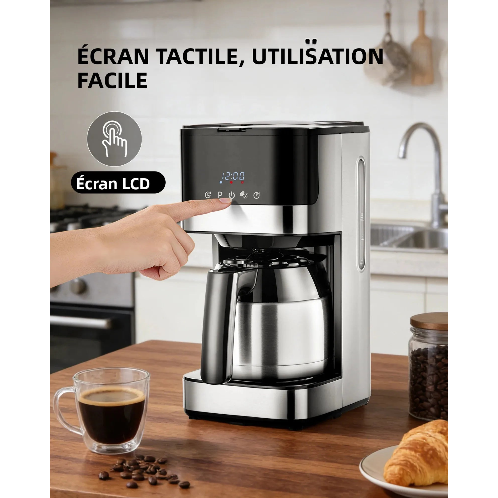 Machine à café filtre avec carafe isotherme en acier inoxydable