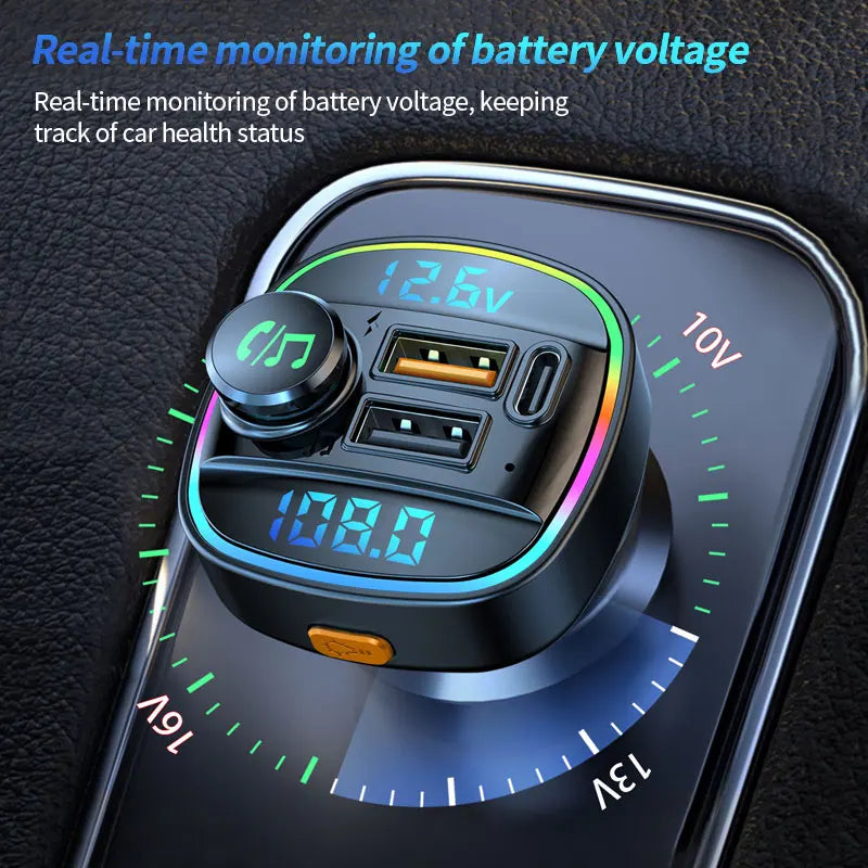 Adaptateur, Transmetteur FM Bluetooth 5.0, mains libres, modulateur d'autoradio, lecteur MP3 avec port USB 22.5W, adaptateur à Charge Super rapide pour voiture