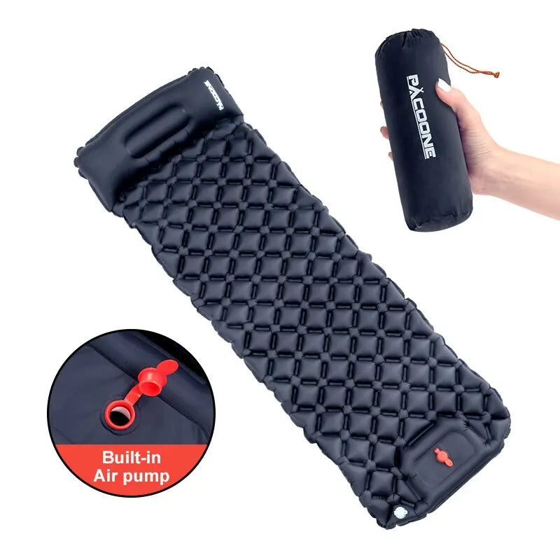 Matelas gonflable, Couchage Pad Avec Oreillers Ultra Léger, Air Mat Intégré Gonfleur Pompe Randonnée, Camping en plein air