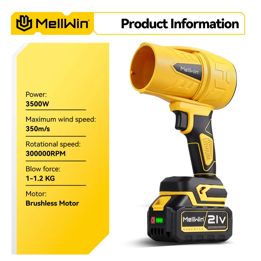Souffleur électrique sans fil MELLWIN – 350 m/s, moteur sans balais, portable pour voiture et maison, compatible Makita 18 V