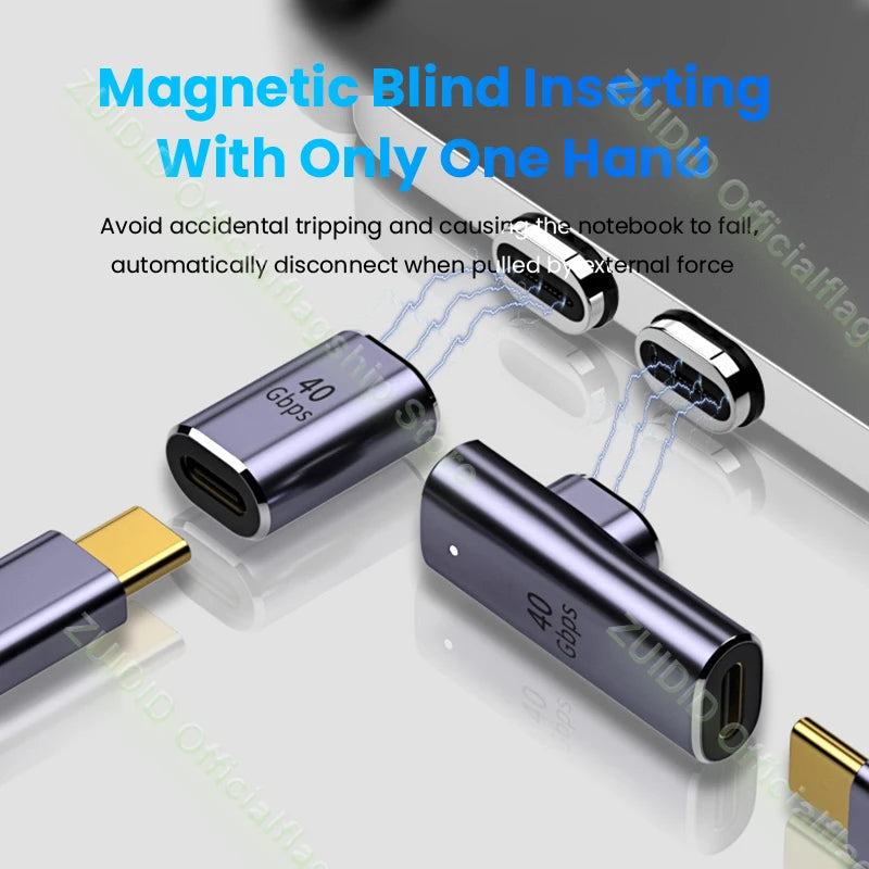Adaptateur magnétique USB C 40Gbps, Thunderbolt3 , 100W, chargeur rapide, 8K @ 60Hz