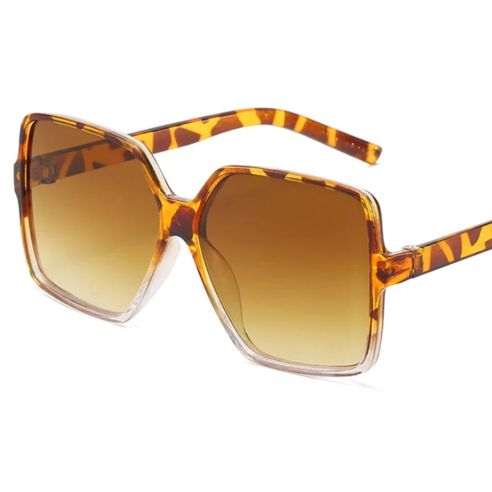 Lunettes de soleil noires carrées, surdimensionnées femmes, grande monture colorée, miroir, unisexe dégradé Hip Hop