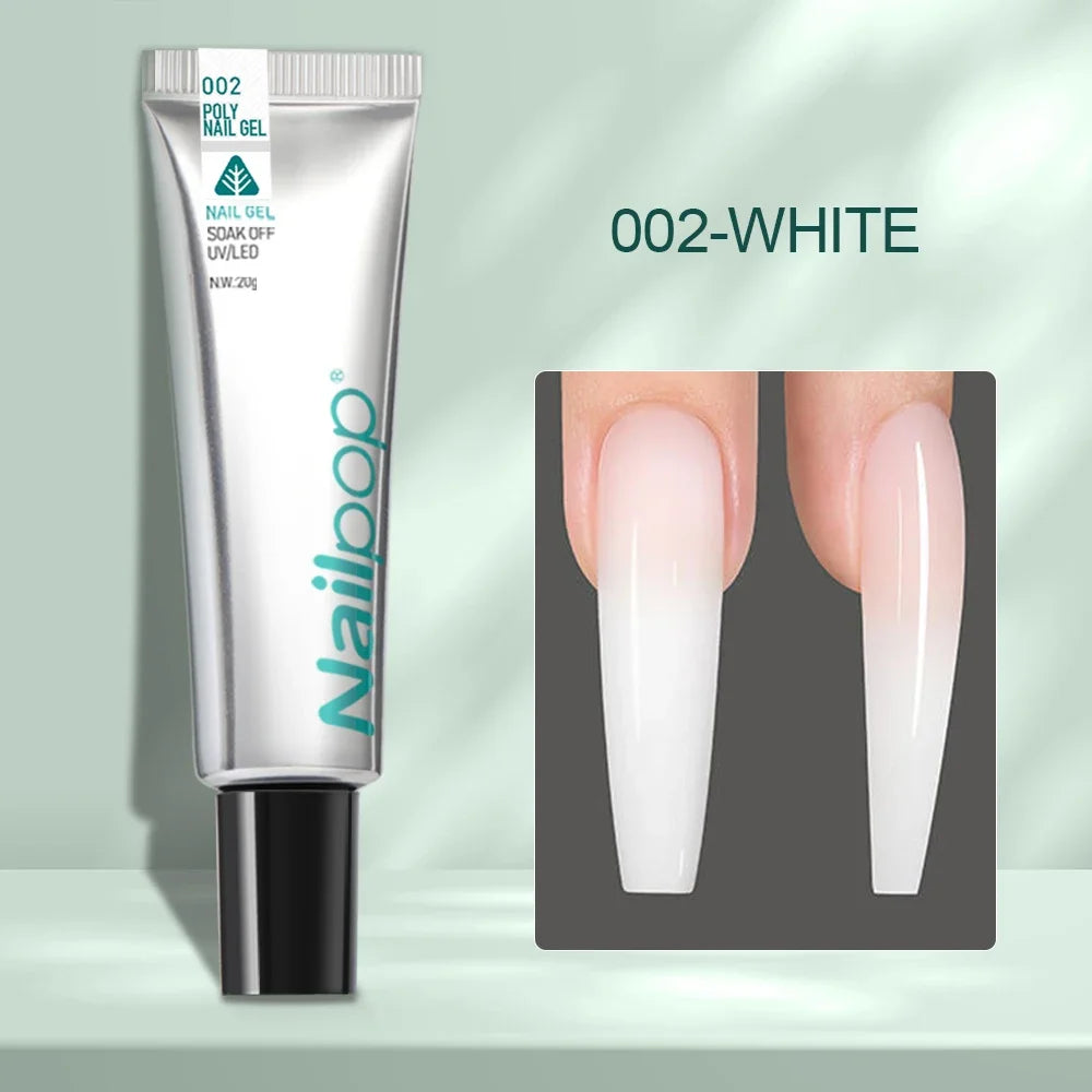 Kit PolyGel Extension d’Ongles 6 Couleurs avec Pinceau, Formes, Base et Top Coat