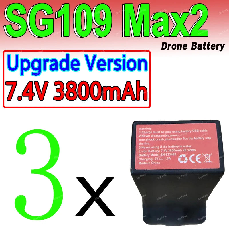 Batterie d'origine pour SG109Max2 GPS Dron 7.4V 3800MAh batterie pour ZLL SG109 Max2 7.4V 2200mAh batterie de remplacement pièces d'accessoires