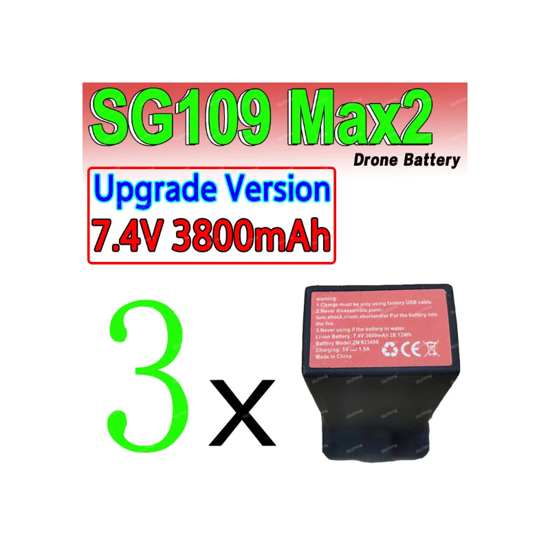 Batterie originale 7.4V 2200mAh / 3800mAh pour Drone ZLL SG109 Max2 – Batterie de remplacement RC