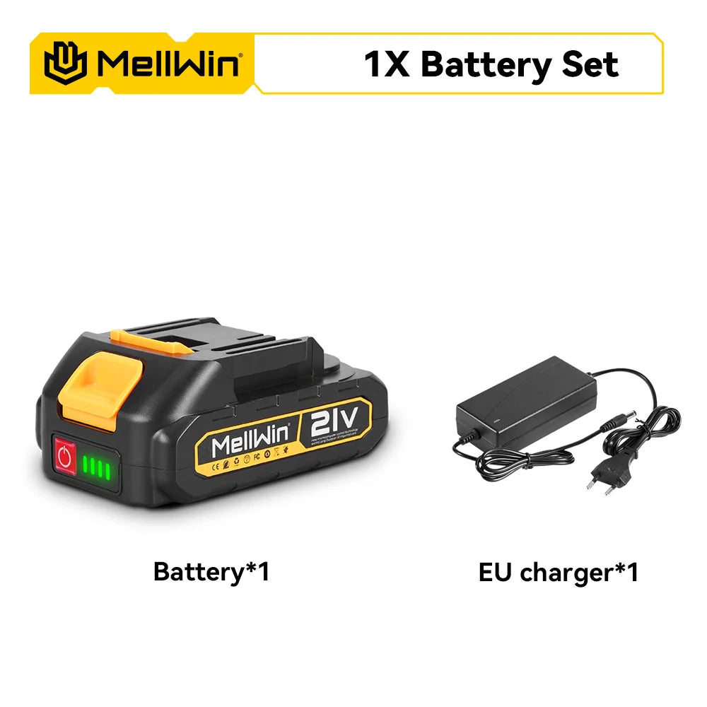 Batterie rechargeable MELLWIN 7 500 mAh / 15 000 mAh – batterie au lithium avec indicateur LED pour outils électriques, compatible broches de batterie Makita 18–21 V
