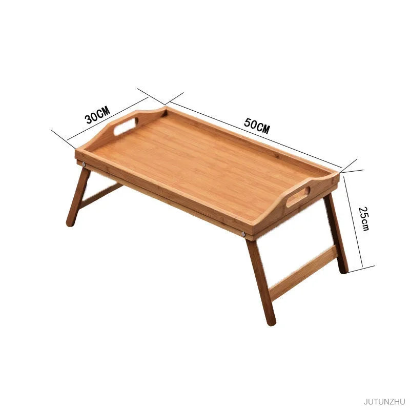 Plateau avec pied portable en bambou naturel, 50x30x25cm, pour le petit déjeuner, bureau pour ordinateur portable, pour la lecture et les jeux, outil de cuisine simple et utile