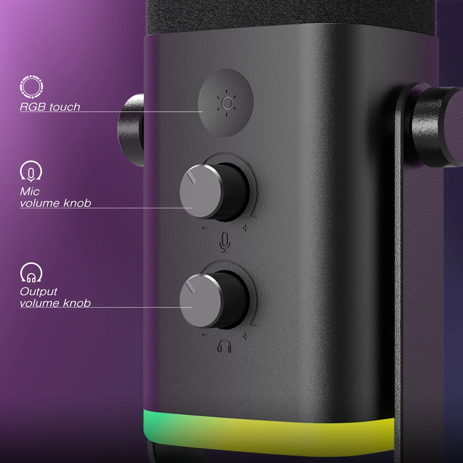 USB/XLR Dynamic Microphone with Touch Mute Button, I/O Controls, for PC PS5/4 Mixer, Gaming Mic, Ampligame AM8