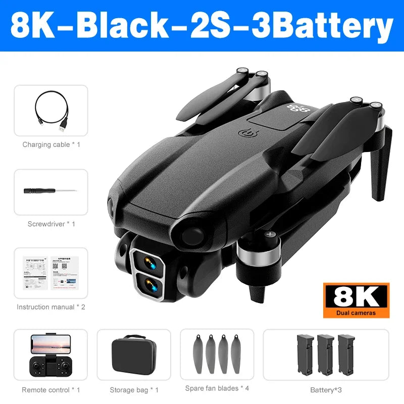 Drone Xiaomi Mijia A888 PRO 8K HD avec double caméra, moteur sans balais, 5G WiFi FPV, pliable, quadcopter, localisation de flux